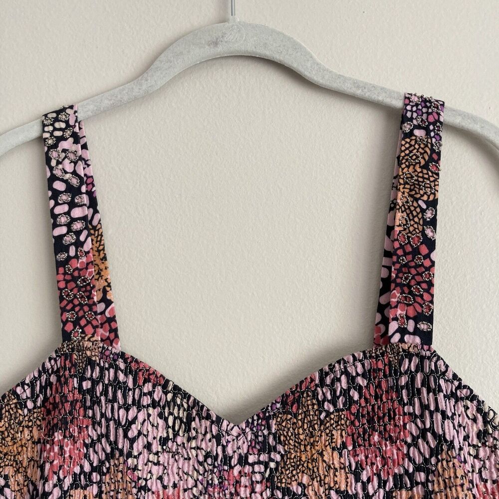 Anthropologie Geisha Designs Smocked Maxi Dress Size XS Cut Out Front - Picture 3 of 13